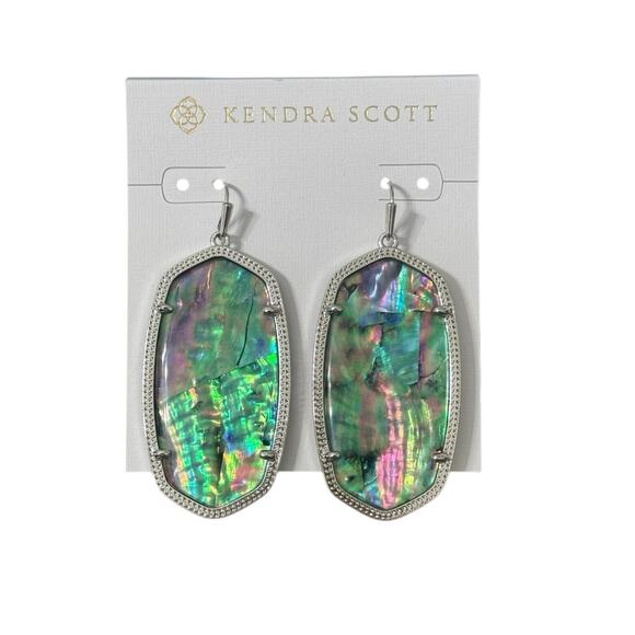 NWT! Kendra Scott Danielle Silver Statement Earrings in Lilac Abalone - Picture 3 of 5